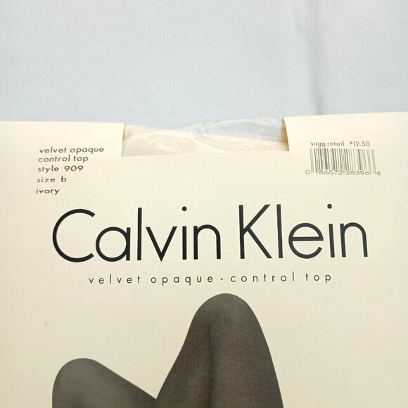 NEW 90s CALVIN KLEIN Lot Opaque CONTROL TOP Pantyhose White SIZE B #909 USA - Picture 3 of 6
